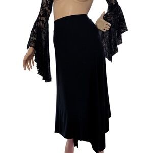 Denver Hayes Handkerchief Hem Skirt Black Whimsigoth Goth Witchy Midi Size M